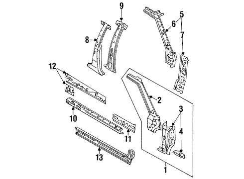1998 Mazda MPV Center Pillar, Hinge Pillar, Rocker Panel