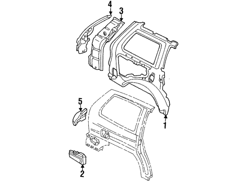 1989 Mazda MPV Corner Panel Bracket Diagram for LA017045X