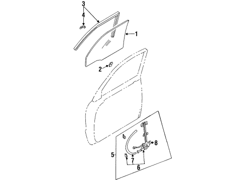 1998 Mazda MPV Front Door - Glass & Hardware