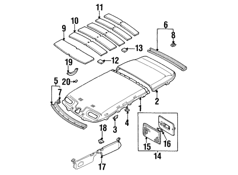 1997 Mazda MPV Interior Trim - Roof Diagram 2