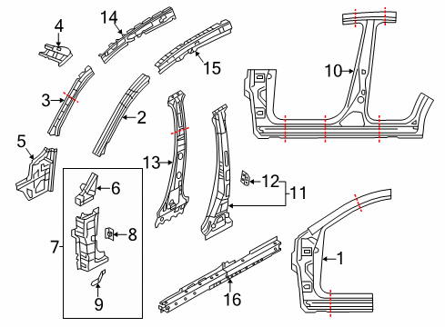 Mazda KB7W-71-24XA PILLAR(L),FRONT-INNER Mazda KB7W-71-24XA PILLAR(L),FRONT-INNER