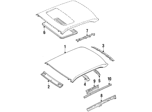 1991 Mazda 929 Roof & Components Diagram