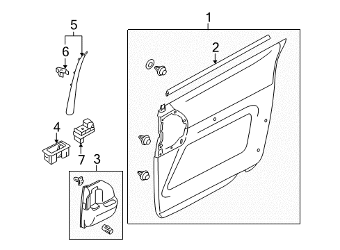 2008 Mazda 5 Interior Trim - Rear Door Diagram