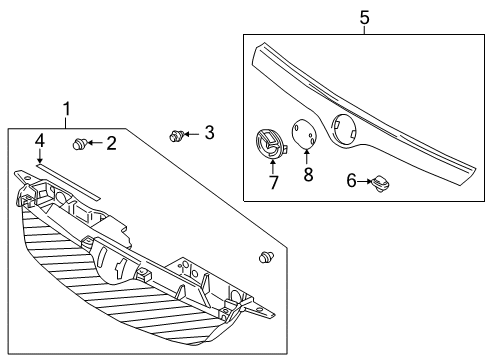 1999 Mazda Protege Grille & Components Diagram