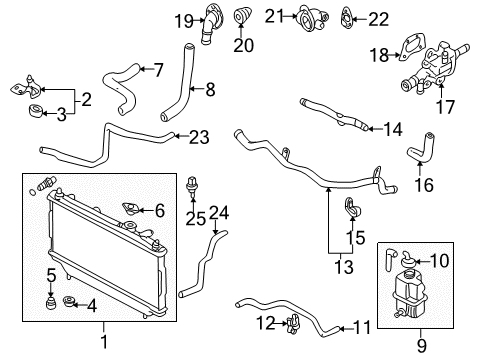1999 Mazda Protege Radiator & Components Diagram