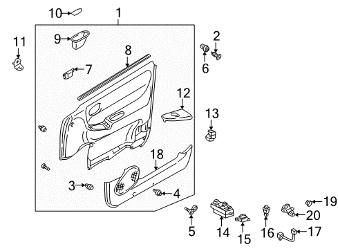 2001 Mazda 626 Interior Trim - Front Door Diagram
