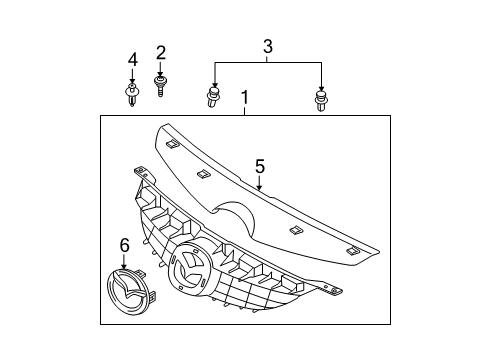 2004 Mazda 6 Grille & Components Diagram