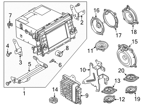 2014 Mazda 6 Display Unit Lower Bracket Diagram for KD35-66-9B0