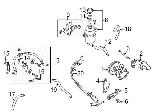2001 Mazda Protege P/S Pump & Hoses Diagram
