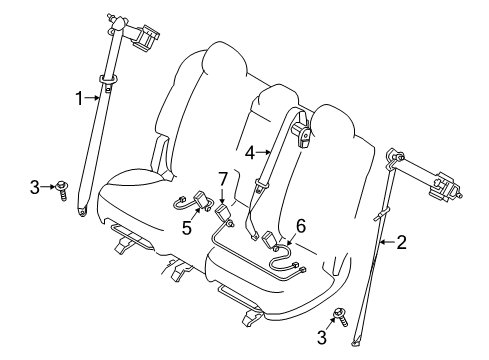 2017 Mazda CX-9 Second Row Seat Belts Diagram
