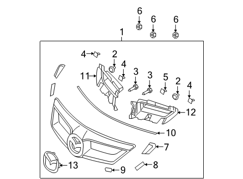 2007 Mazda 3 Grille & Components Diagram