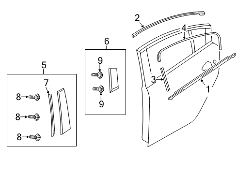 2016 Mazda 6 Exterior Trim - Rear Door Diagram