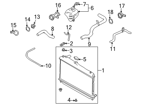 2001 Mazda Miata Radiator & Components Diagram