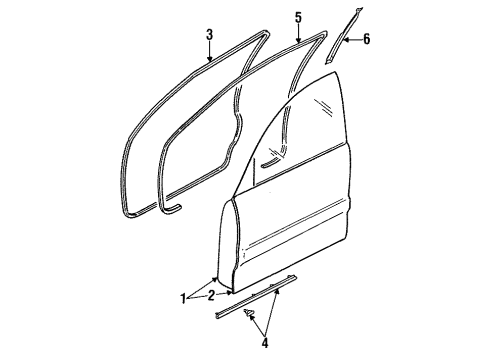 1993 Mazda 626 Door & Components Diagram