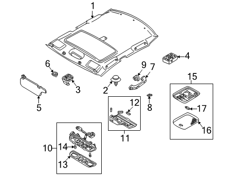 2000 Mazda Protege Interior Trim - Roof Diagram
