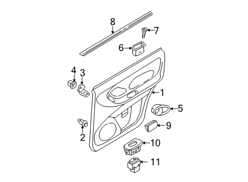 2002 Mazda Tribute Interior Trim - Rear Door Diagram