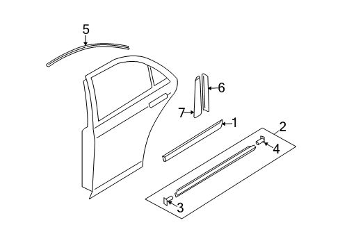 2007 Mazda 5 Exterior Trim - Rear Door Diagram