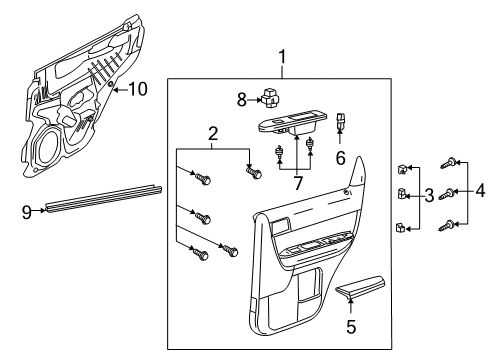 2009 Mazda Tribute Interior Trim - Rear Door Diagram