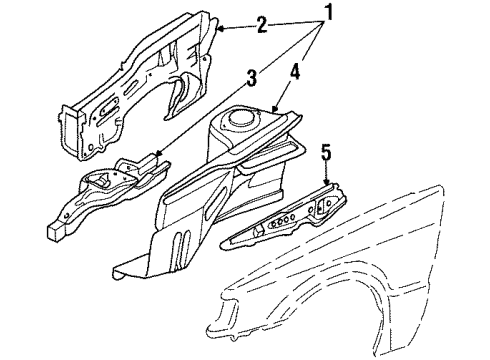1986 Mazda 323 Structural Components & Rails Diagram