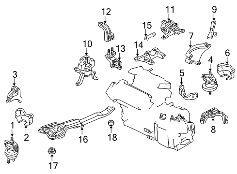 2001 Mazda Millenia Engine & Trans Mounting Diagram
