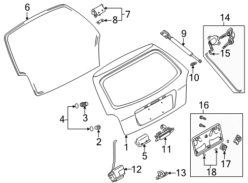 2002 Mazda Protege5 Gate & Hardware Diagram