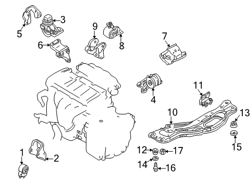 1998 Mazda 626 Engine & Trans Mounting Diagram