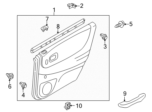 2002 Mazda Protege Interior Trim - Rear Door Diagram