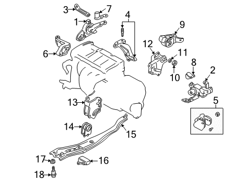 2000 Mazda Protege Engine & Trans Mounting Diagram