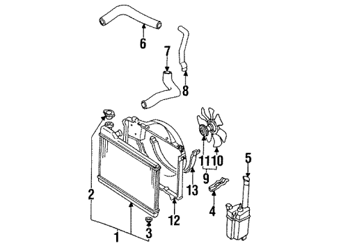 1993 Mazda 929 Radiator & Components Diagram