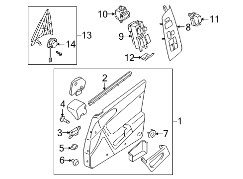 2011 Mazda RX-8 Interior Trim - Front Door Diagram