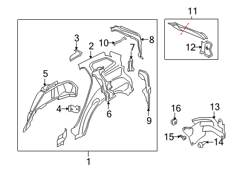 2007 Mazda CX-9 Inner Structure - Quarter Panel