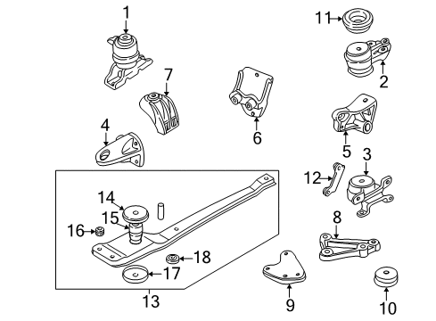 2003 Mazda Tribute Engine & Trans Mounting Diagram