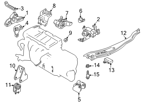 2000 Mazda Protege Engine & Trans Mounting Diagram 4