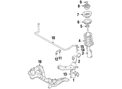 1989 Mazda MPV Front Suspension Components Diagram 4