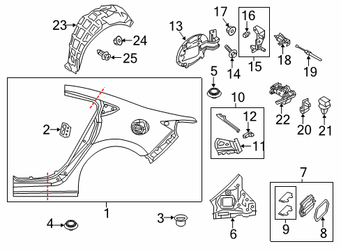 2017 Mazda 6 Wheelhouse Liner Diagram for GHP9-56-1H1A