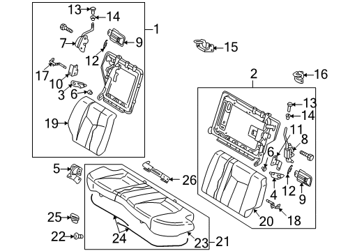 2003 Mazda Protege Rear Seat Components