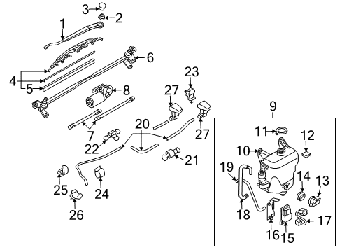 2004 Mazda RX-8 Headlamp Washers/Wipers Diagram