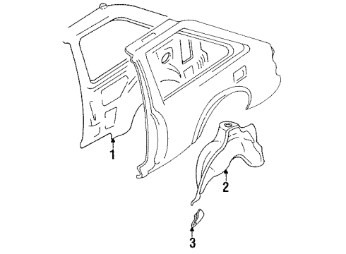 1984 Mazda GLC Inner Components - Quarter Panel Diagram