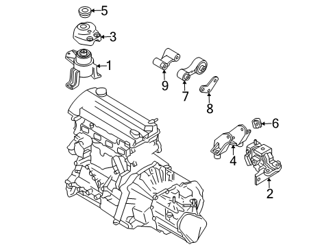 2003 Mazda 6 Engine & Trans Mounting Diagram