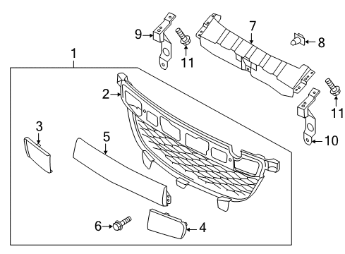 2013 Mazda MX-5 Miata Grille & Components Diagram