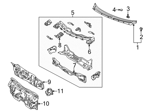 2002 Mazda Protege Cowl Diagram
