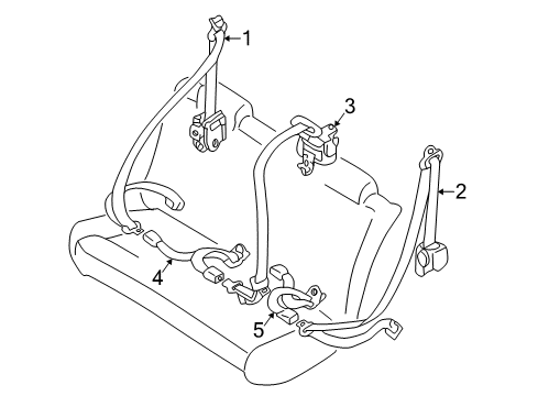 2000 Mazda 626 Rear Seat Belts Diagram