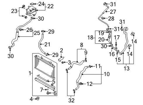 2007 Mazda CX-9 Radiator & Components Diagram