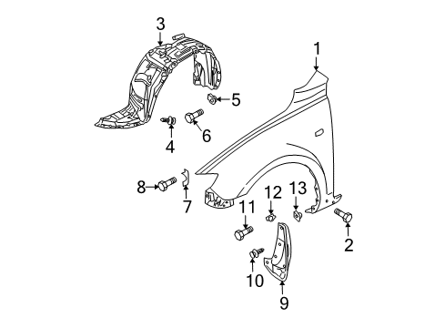 2004 Mazda 3 Fender & Components Diagram