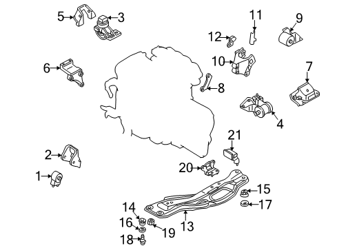 1999 Mazda 626 Engine & Trans Mounting Diagram 2