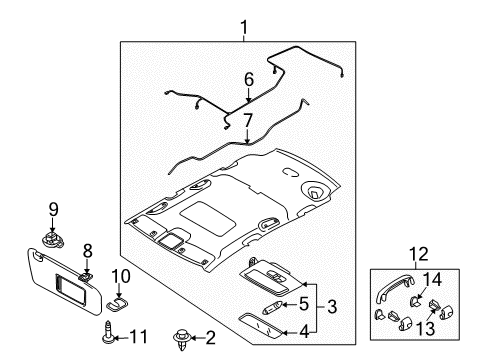 2014 Mazda CX-9 Interior Trim - Roof Diagram