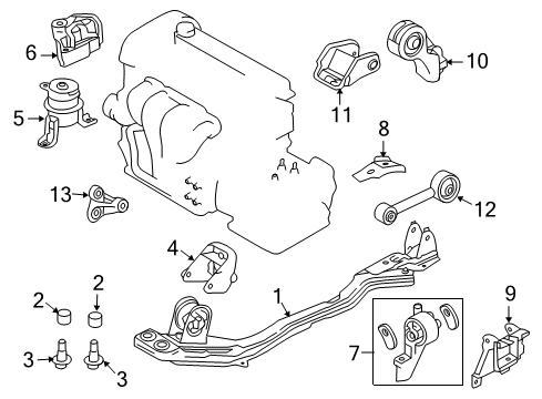 2009 Mazda Tribute Engine & Trans Mounting Diagram