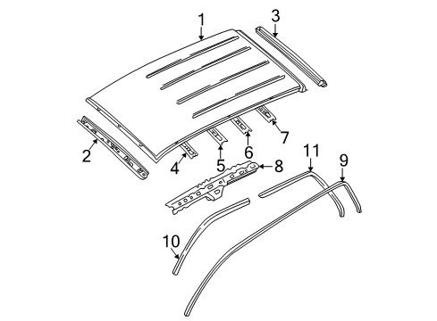 2002 Mazda Tribute Roof & Components Diagram