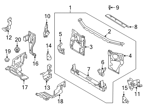 1998 Mazda 626 Radiator Support Diagram 2