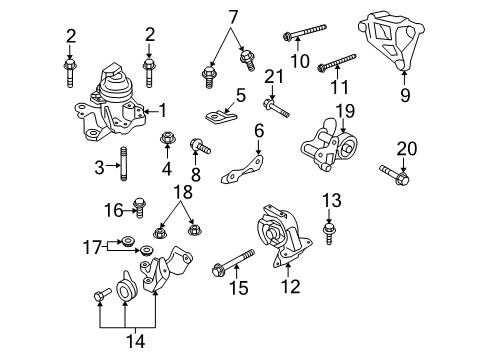 2014 Mazda CX-9 Engine & Trans Mounting Diagram